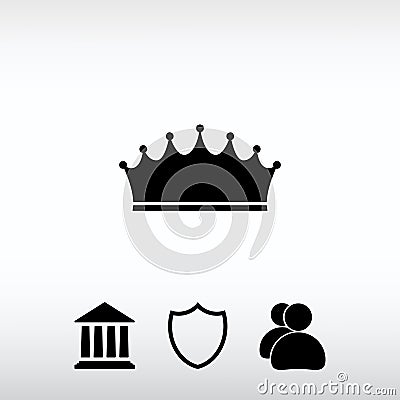 Crown icon, vector illustration. Flat design style Vector Illustration