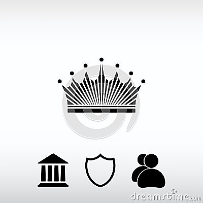 Crown icon, vector illustration. Flat design style Vector Illustration