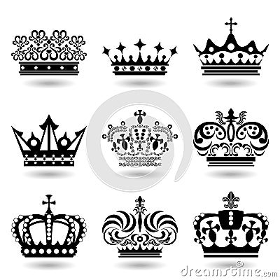 Crown icons set Vector Illustration