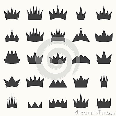 Crown icons set. Heraldic design elements Vector Illustration