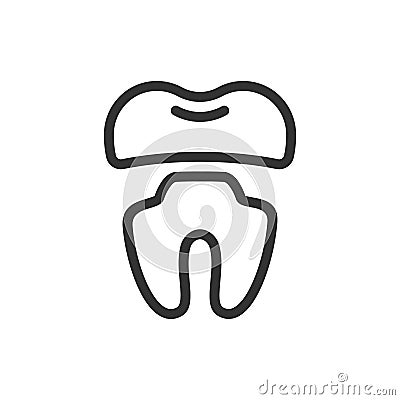 Crown ill tooth, cute vector icon illustration Vector Illustration
