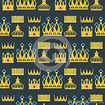 Crown king vintage premium seamless pattern background Vector Illustration