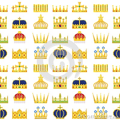 Crown king vintage premium seamless pattern background heraldic ornament luxury kingdomsign vector illustration. Vector Illustration