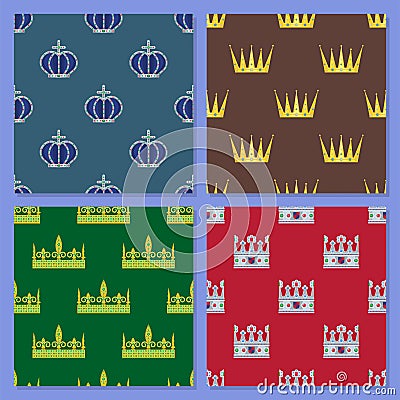 Crown king vintage premium seamless pattern background heraldic ornament luxury kingdomsign vector illustration. Vector Illustration