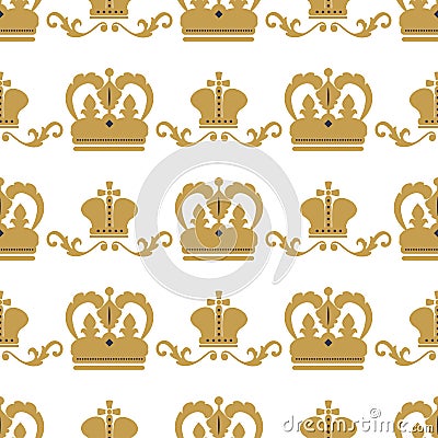 Crown king vintage premium seamless pattern background heraldic ornament luxury kingdomsign vector illustration. Vector Illustration