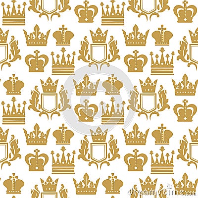 Crown king vintage premium seamless pattern background heraldic ornament luxury kingdom sign vector illustration. Vector Illustration