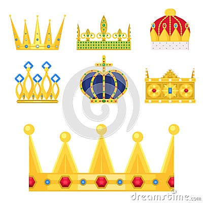 Crown king vintage premium white badge heraldic ornament luxury kingdomsign vector illustration. Vector Illustration