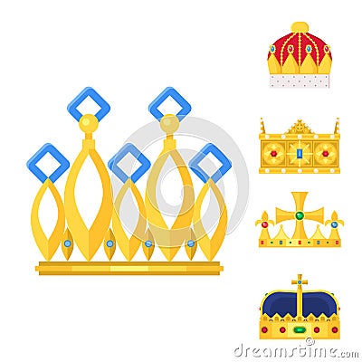 Crown king vintage premium white badge heraldic ornament luxury kingdomsign vector illustration. Vector Illustration