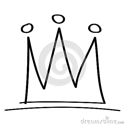 Crown leader winner hand drawn doodle, king sketch cartoon success Vector Illustration