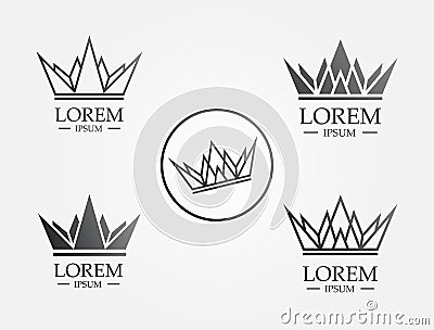 Crown Line Icon Logo Vector Illustration