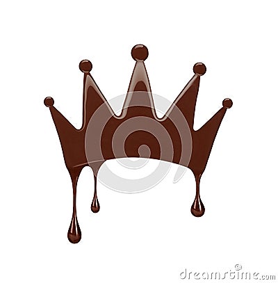 Crown made of melted chocolate isolated on white Stock Photo