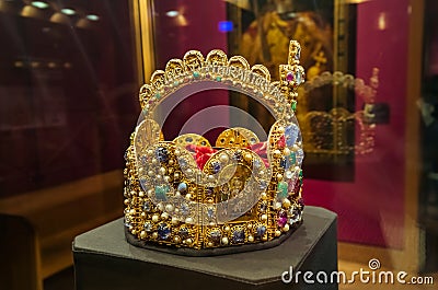 Crown in Museum Hofburg palace in Vienna Austria Editorial Stock Photo