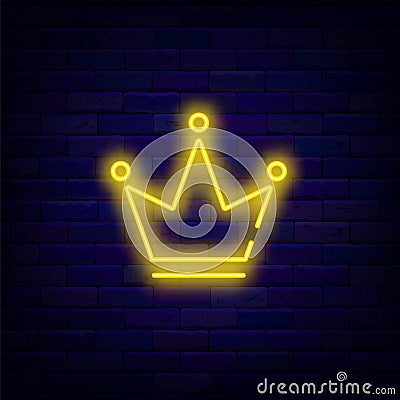 Crown neon icon collection. Casino symbol. Gambling concept. Bright logo. Vector stock illustration Vector Illustration