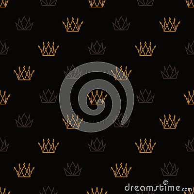 Crown Pattern. Seamless black background. Vector Texture backdrop Vector Illustration