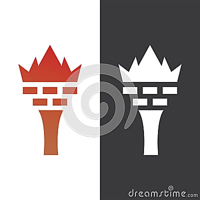 Crown Pillar Brick Logo vector Vector Illustration