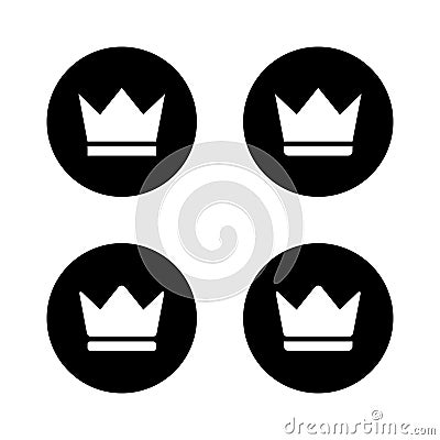 Crown, premium icon vector in black circle. VIP sign symbol Vector Illustration