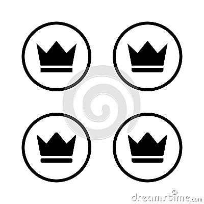 Crown, premium icon vector in circle line. VIP symbol Vector Illustration