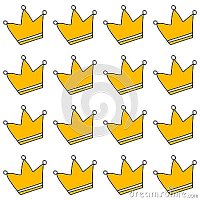 Crown seamless pattern hand drawn on white font for textures wrapping and kids style Vector Illustration