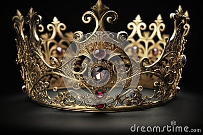 Crown set in gold and jewels, photographed in white isolation Stock Photo