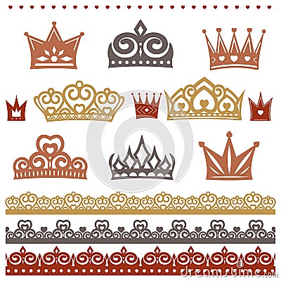 Crown set Vector Illustration