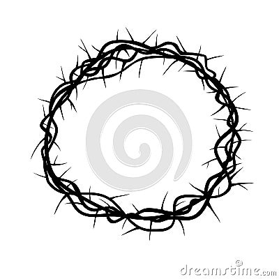 Crown of thorn Jesus easter vector illustration Church logo Christian symbols design element. Silhouette design vector religious Cartoon Illustration