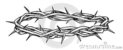 Crown Of Thorns Religious Symbol Monochrome Vector Vector Illustration