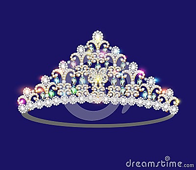 crown tiara women with glittering precious stones Vector Illustration