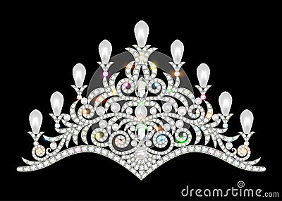 crown tiara women with glittering precious stones Vector Illustration