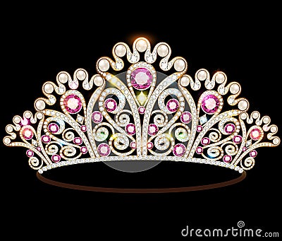 crown tiara women with glittering precious stones Vector Illustration