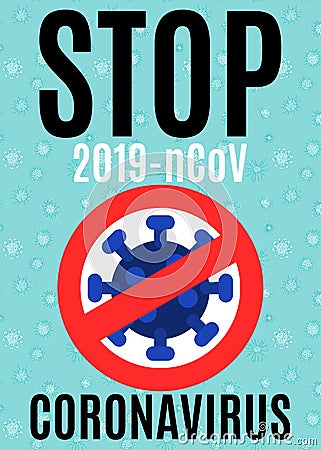 Crown virus poster. stop deadly disease Cartoon Illustration