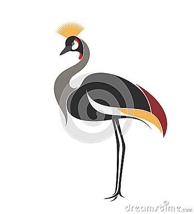 Crowned crane Vector Illustration