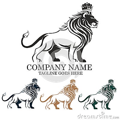 Crowned Lion vector logo illustration emblem design Vector Illustration