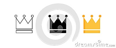 Crowns collection. Crown in different styles. Crowns isolated on white background. Crown vector icons. Vector Vector Illustration