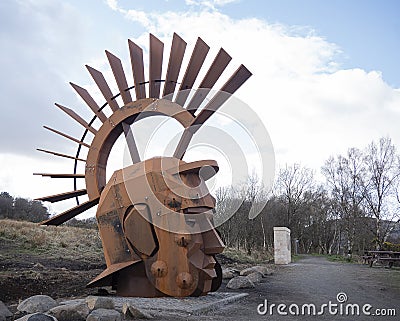 Croy/scotland - April 9th 2021: Roman head sculptur Editorial Stock Photo