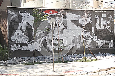 Guernica painting Ceramic wall, sidewalk decoration detail Editorial Stock Photo