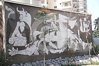 Guernica painting Ceramic wall, sidewalk decoration detail Editorial Stock Photo