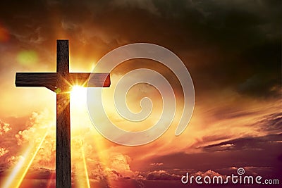 Crucifix Blessing Lights Stock Photo