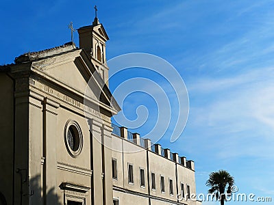 Crucifix Church Facade Nemi Italy Stock Photo