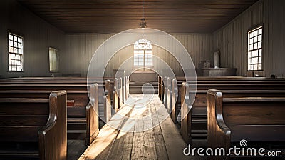 crucifix church interior Cartoon Illustration