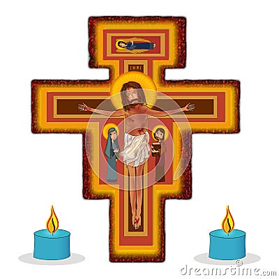 Taize cross for prayer illustrations Cartoon Illustration