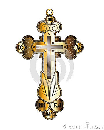 Crucifixion gold orthodox christian cross Stock Photo