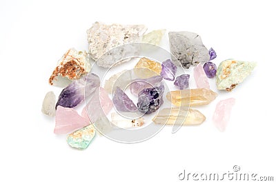 Crude gemstones semiprecious gem amethyst Stock Photo