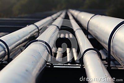 Crude oil pipeline transportation to refinery Stock Photo