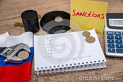 Crude Oil Price. inflation ruble. russian sanctions. Stock Photo