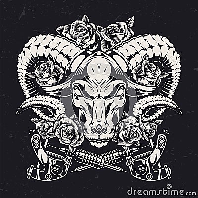 Cruel ram head vintage template Vector Illustration