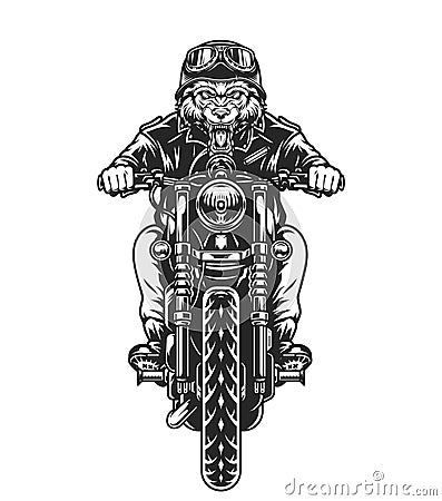 Cruel wolf head motorcyclist Vector Illustration