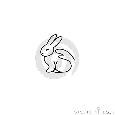 Cruelty free linear icon rabbit and hand Vector Illustration