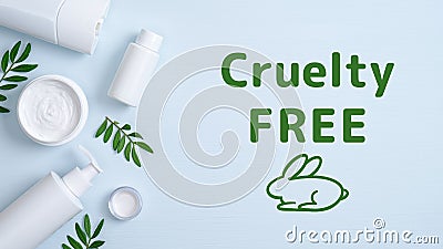 Cruelty free SPA cosmetic products set with green leaves Stock Photo