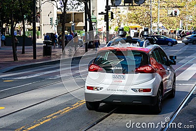 Cruise Automation self driving Chevrolet Bolt undergoing driving test. Cruise Automation is a self-driving technology company, a Editorial Stock Photo
