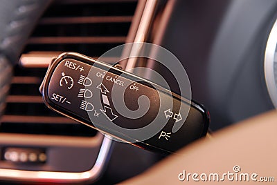 Cruise control button, and car lighting switch Stock Photo